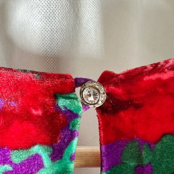 MAGDA BUTRYM Mundo Ruched Floral Velvet Mini Dress Red Multi Size US 6 - Picture 12 of 15